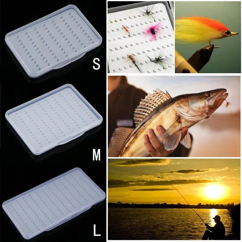 

Durable Outdoor Delicate Design Multi-function Slim Easy-Grip Foam Clear Fly Lures Bait Hook Box Fishing Tool for Fishing