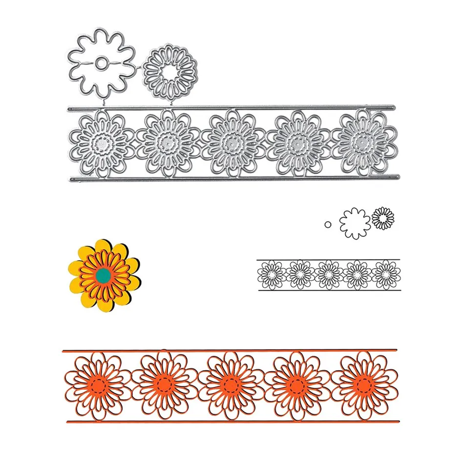 InLoveArts Daisy Flower Border Metal Cutting Dies Frame Scrapbooking Christmas Stencils Embossing Paper Die Cut Photo Album