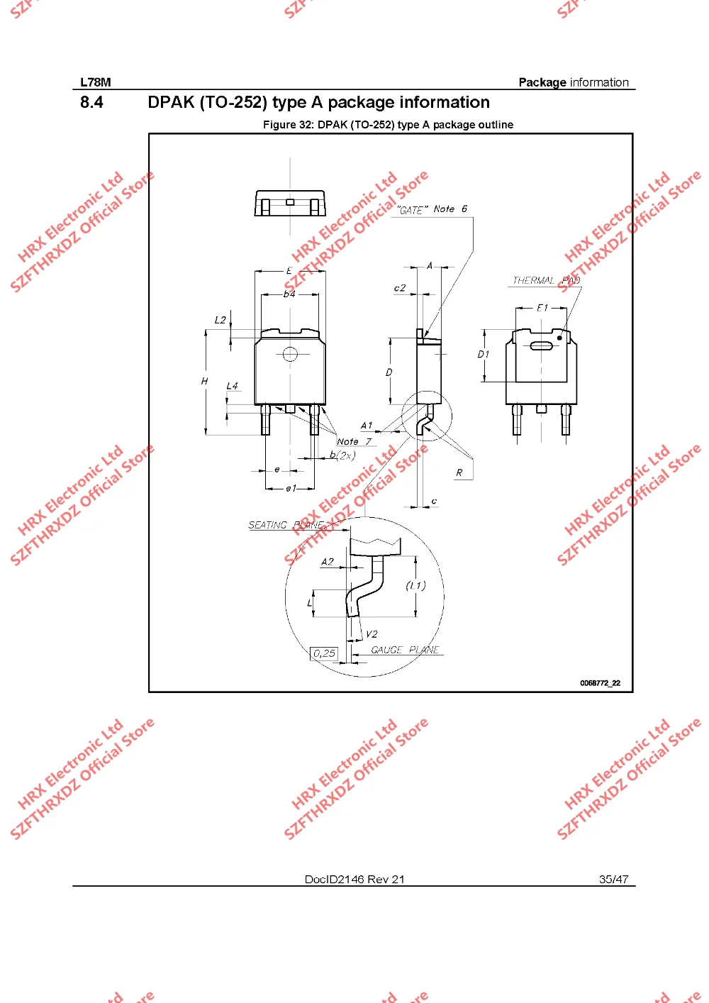 L78M05CDT-TR-252 78M05 TO252 DPAK линейного регулятора 5V 0.5A положительный 2500 шт./катушка(50 шт.-100 шт
