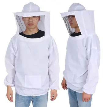 

Hot Unisex Hooded Beekeeping Suit Insect Feed Protective Coat Protective Beekeeping Jacket Robe Equipment Bee Keep Hat Sleeve