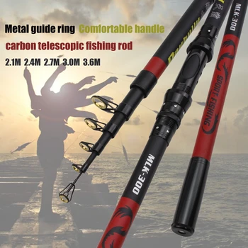 

2.1m 2.4m 2.7m 3.0m 3.6m Carbon Fiber carp Spinning Rod Portable telescopic sea fishing rod fish Tackle ceramics Guide Rings