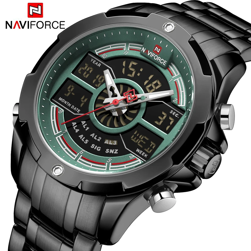 NAVIFORCE новинка 2019 мужские часы роскошные брендовые Модные Военные Светодиодные