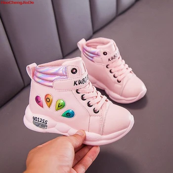 

Children's Shoes boys and girls Sports shoes New Spring and Autumn Love knot Child Leisure Side Soft Boots kids sneakers