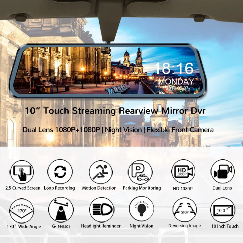  Car Follower Car DVR Camera Recorder Dual Lens Cam Mirror Rear View Car Camera Full HD 1080P Dashca