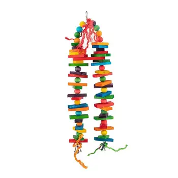 

1pc Parrot Toy Colorful Hanging Creative Wood Block Funny Bite Toy Cage Accessories Chewing Toy for Bird