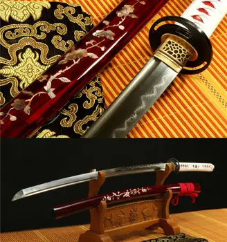 

DAMASCUS FOLDED STEEL CLAY TEMPERED JAPANESE SAMURAI SWORD KATANA MOSAIC SAYA