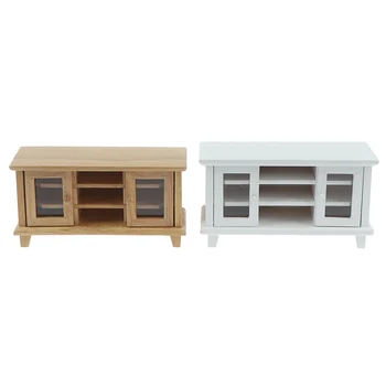 

New Arrival Handcrafted 1/12 Scale Dollhouse Miniatures TV Cabinet Stand Table Wooden Toys Furniture Dolls House