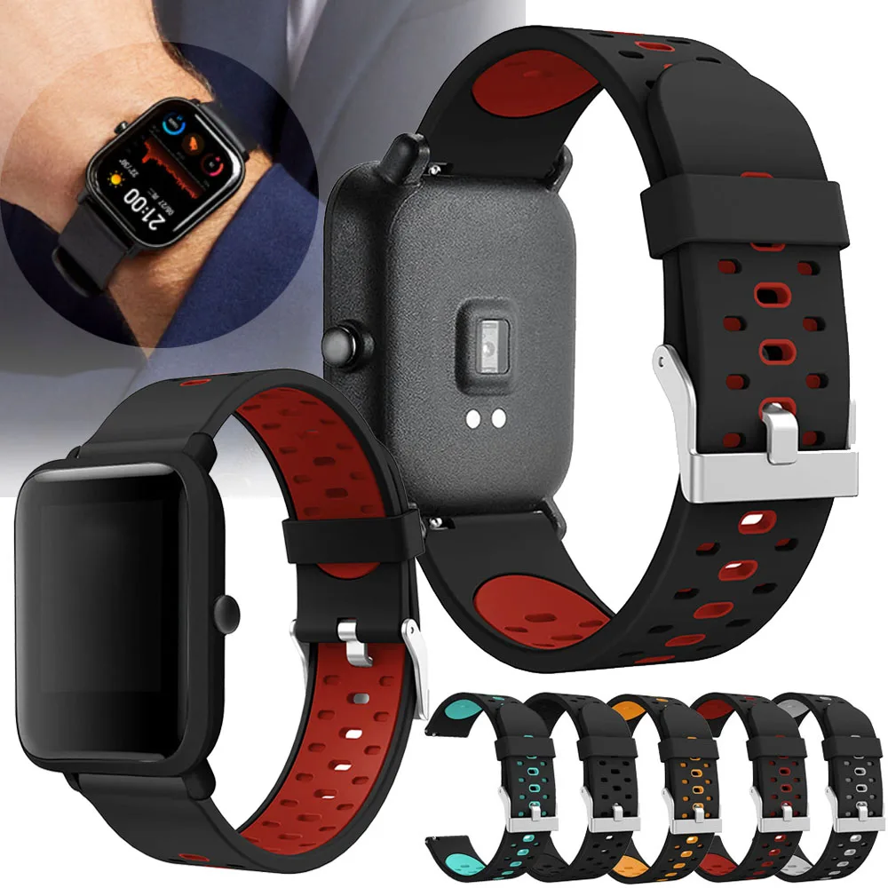 Ремешок силиконовый для Xiaomi Huami Amazfit GTS GTR 42 мм Bip Lite сменный спортивный браслет