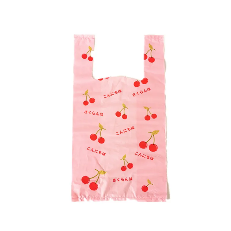 Cartoon Padrão Plastic Vest Bag BeverageTakeaway Pacote Pequena Bebida Shopping Pouch