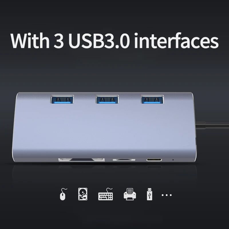 HOT-USB type C концентратор USB-C к HDMI 4K Gigabit Ethernet RJ45 USB 3,0 SD TF кард-ридер PD сплиттер адаптер для MacBook Air Pro