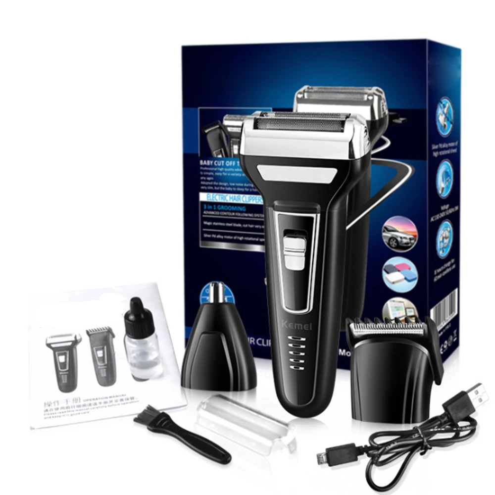 

Professional Multifunction 3 in 1 Electric Beard Shaver Chargeable Man Nose Trimmer Hair Clipper Hair Shaving Machine