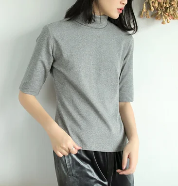 Figure 4 Осенняя футболка с длинным рукавом Для женщин мода Slim-тип пуловеры новые женские топы с высоким, плотно облегающим шею воротником с короткими рукавами Mori милые девочки повседневная футболка Топы - Цвет: Figure 4