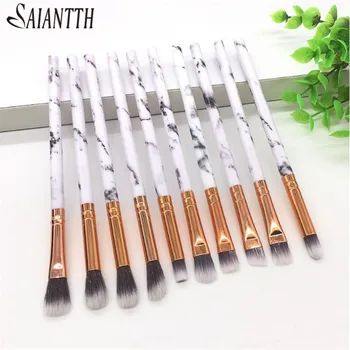 

Saiantth 10pcs Marble Eyes Makeup Brushes Set Marbling Cosmetic Beauty Tool Kit Eyeshadow Eyeliner Eyebrow Lip Eyelashes Pink