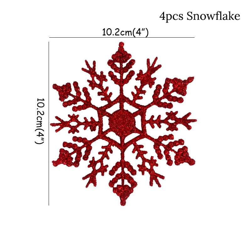 WEIGAO 4 шт. мерцающие рождественские орнаменты снежинки Рождественская елка подвесное украшение для дома натальный год Noel Декор Navidad - Цвет: 4pcs Snowflake