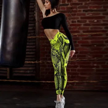 

Women Minnie Mickey Yoga Gym Leggings Athletic Women Sport Clothing Workout Femme Mujer Snake print Sportwear Pants #g3