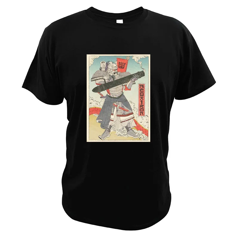 Megatron футболка Трансформеры самурайский цифровой принт европейский размер высокое качество вырез лодочкой в японском стиле Ukiyo E топы Decepticons рубашка - Цвет: Черный