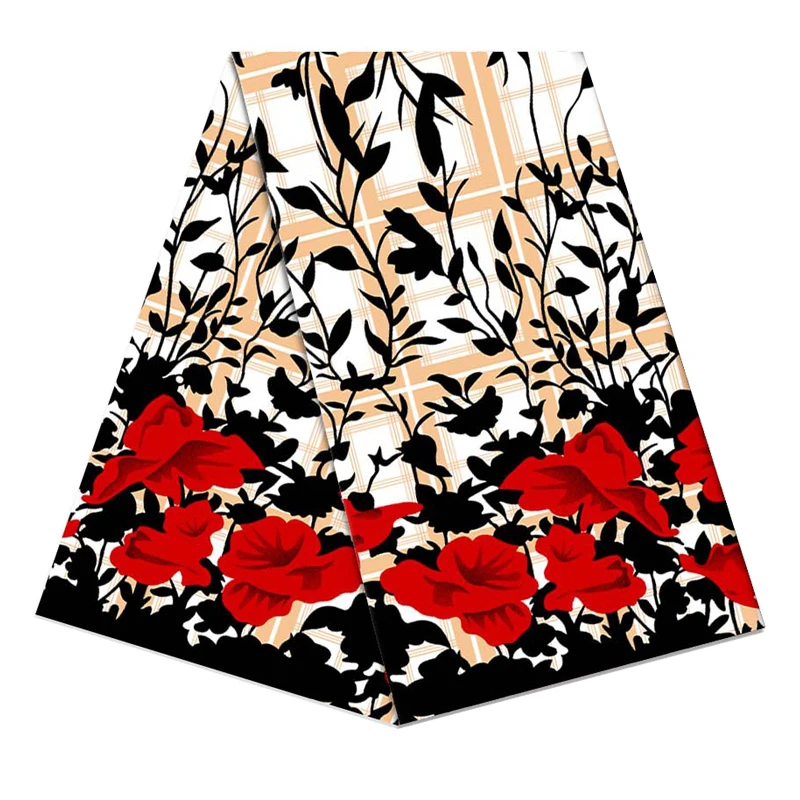 Красивые цветы Анкара Африканский батик с принтами лоскутное Настоящее голландский воск tissu хлопок качество швейная ткань для платья 6 ярдов - Color: Red