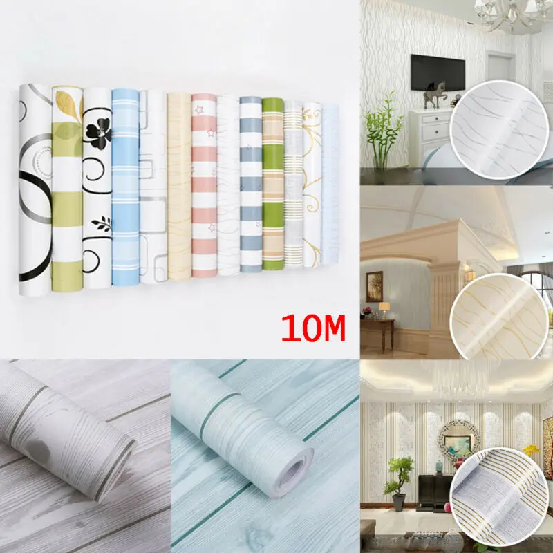 buy 10M PVC Waterproof Wall Sticker Self adhesive Wallpaper Furniture Cabinet Wood Grain Sticker Living Room Stickers Bedroom Decro