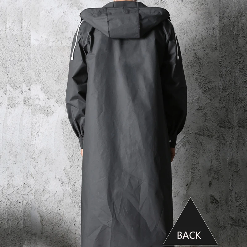 Long Raincoat Adult Unisex Black Fashion Eva Material Long Hooded Outdoor Travel Mountaineering Fishing Thickening Raincoat