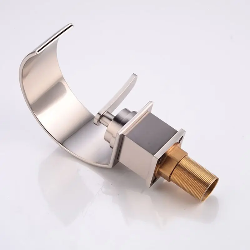 

Modern Curve Style Basin Faucet Tap Chrome Finish Single Handle Hole Deck Mounted Wash Hot Cold Mixer Bathroom Kitchen Sink
