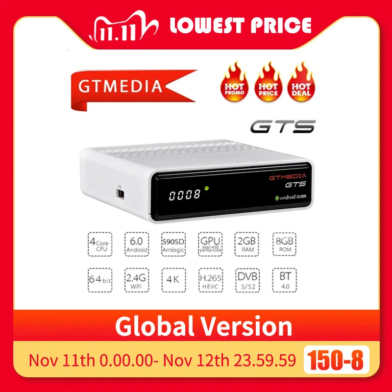 Freesat GTmedia GTS Android 6 0 4K Smart TV BOX Amlogic S905D комбо DVB-S2-цифра спутниковый телевизионный