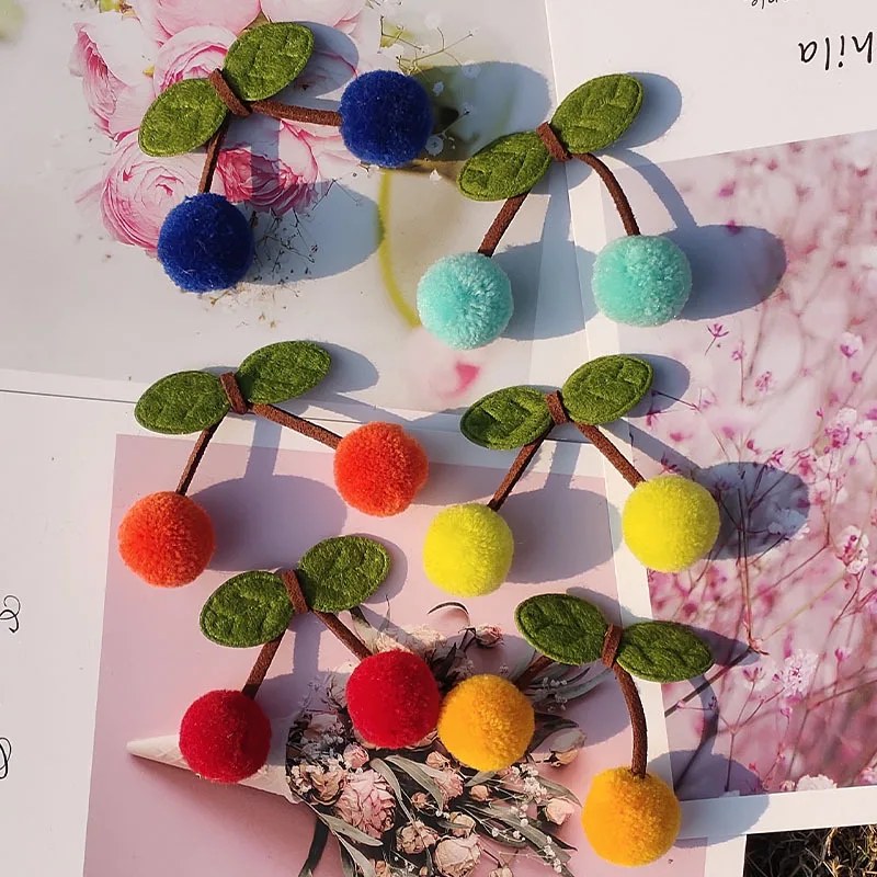 10Pcs/Bag 2Cm Cherry Cashmere Hair Ball Lace Pendant Hair Accessories DIY Wedding Party Sewing Handmade Hat Ball Decoration pom poms craft supplies
