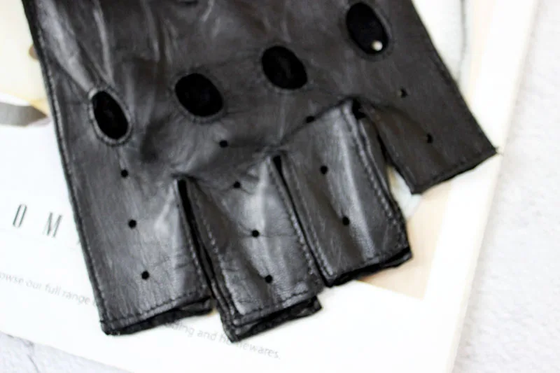 Leather Half Finger Gloves Men's Single Layer Goatskin Thin Outdoor Sports Motorcycle Riding Car Driving Fingerless Glove