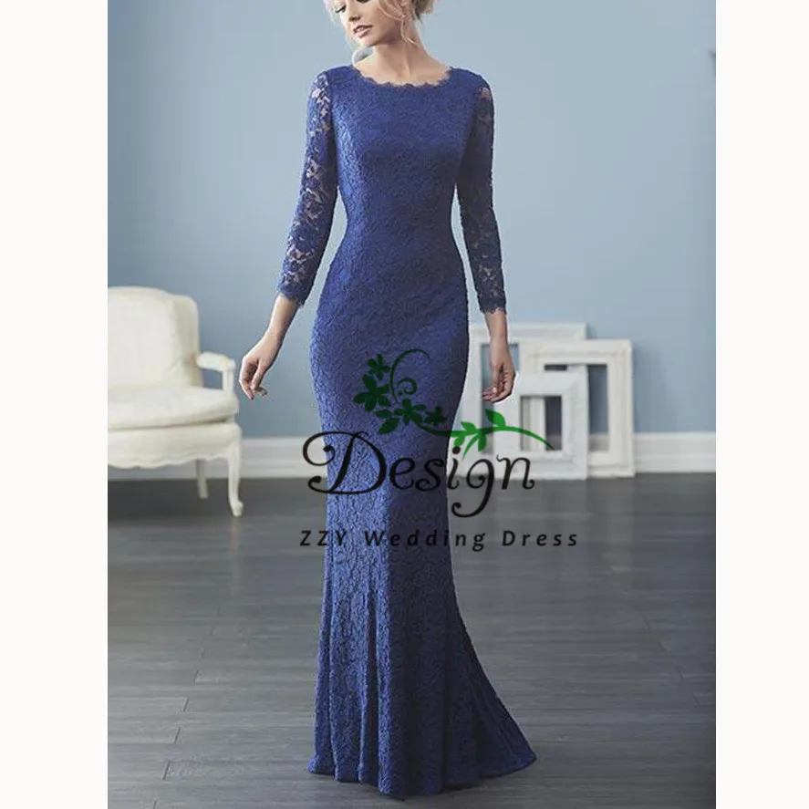 Moeder van de bruid jurken voor bruiloften Lange Mouwen Lace Schede Blue vestido madrina boda Plus Size Moeder Van De bruid Jurk Moeder van de bruid jurken voor bruiloften Lange Mouwen Lace Schede Blue vestido madrina boda Plus Size Moeder Van De bruid Jurk