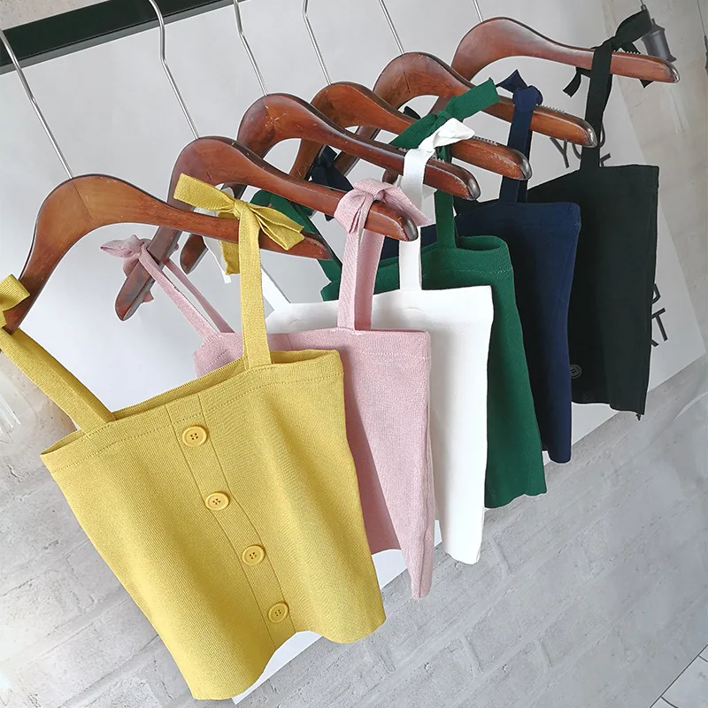 

iMucci 2020 summer Ladies Clothes Tether Camisole Small Vest Woman Candy Color All-match Sleeveless top solid color