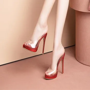

2019 sandals wear 12cm transparent shoes small size women's shoes