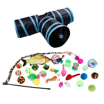 

27-Piece Pet Toy Cat Channel Funny Cat Stick Fluffy Mouse Funny Cat Supplies Pet Interactive Toy