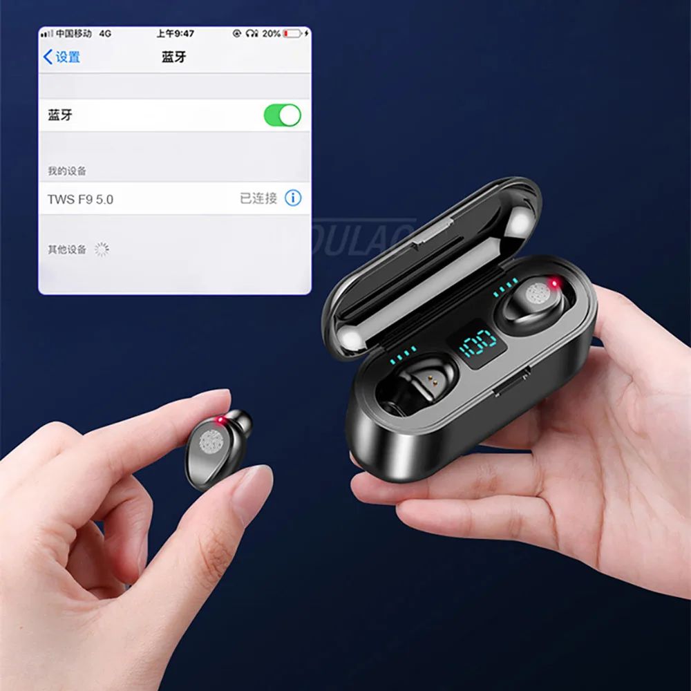FDGAO TWS Bluetooth Earphones Wireless Headphones LED Display With Microphone Sport Waterproof Headsets In Ear Earbuds Earphone