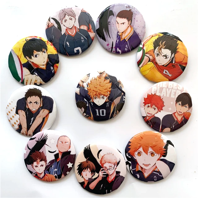 10Pcs/Set Anime Haikyuu!! Badges Pins Button Brooch Chest Ornament Clothing  For Backpacks Cosplay Itabag