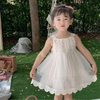 

2020 Fashion Baby Girls Lace Princess Dress Summer Kids Girls Vest Dresses 1-6 Years