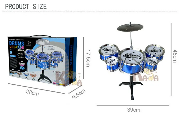 Детский барабан джазовая барабанная установка комплект музыкальное образовательное оборудование игрушка 5 барабанов+ 1 цимбал с маленьким табуретом барабанные палочки для детей micropho