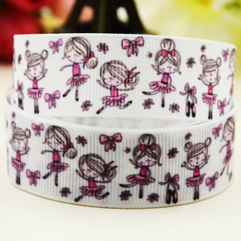 

22mm 25mm 38mm 75mm Ballet girl Cartoon printed Grosgrain Ribbon party decoration 10 Yards X-02961