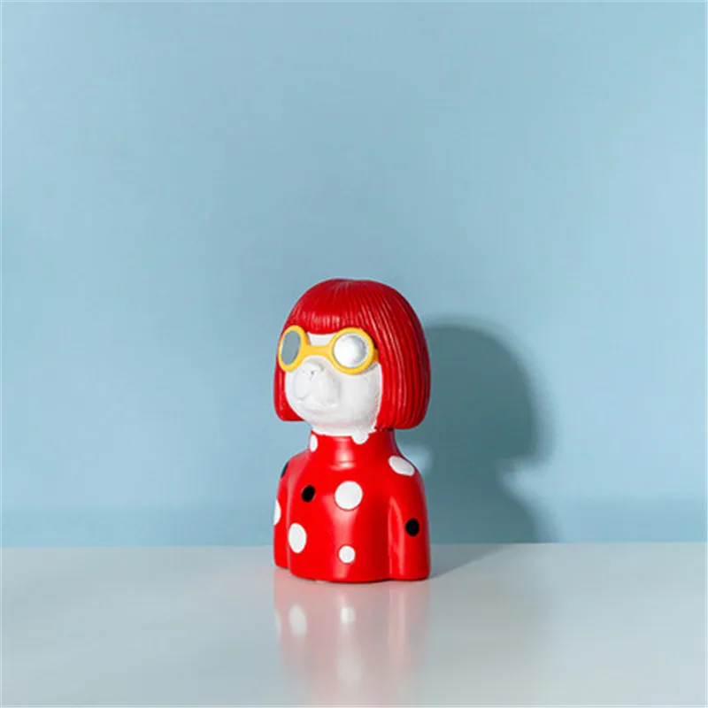 Гостиная Настольная абстракция Yayoi Kusama статуя кота свободы Кролик смолы Art&Craft фигурки Творческие дети подарок игрушка X3721 - Цвет: B 10.5X12X20CM