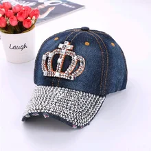 Осенняя женская джинсовая бейсболка в Корейском стиле, женская кепка в форме сердца со стразами, хип-хоп, новинка