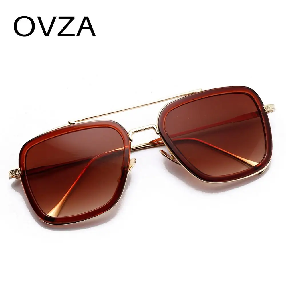 OVZA Модные солнцезащитные очки мужские прямоугольные двухлучевые UV400 Солнцезащитные очки женские брендовые Дизайнерские высокого качества S1089