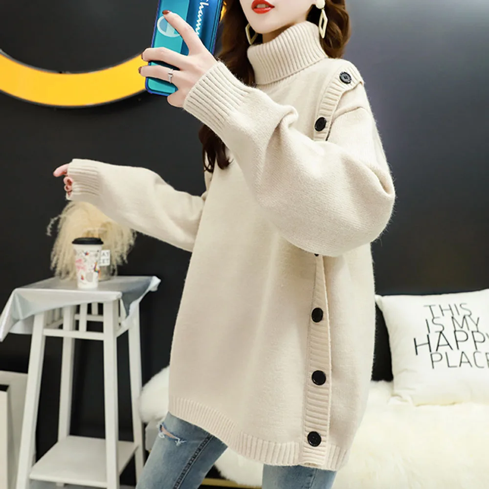 

Thicken Women Warm Sweater Tops 2020 Korean Japan Casual Turtle Neck Knitted Long Sleeve Pullover Jumpers Female Sweater Tops