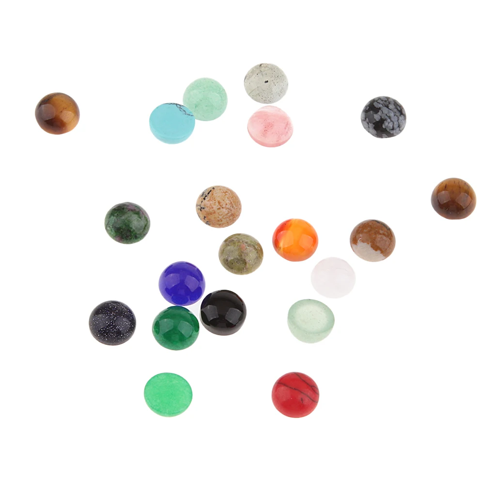 20pcs 8mm Natural Gemstone Cabochon For Earring Making Charms Pendants DIY Flat Back Round Stone Gemstone Jewelry Making Stone
