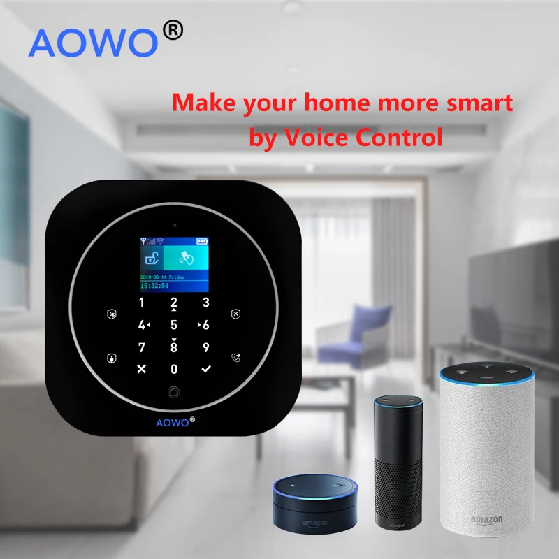 WiFi Tuya Alarm Alexa for House Security With Google Home Hub APP Voice Control IP Camera Intrusion Monitoring RFID LCD Touch