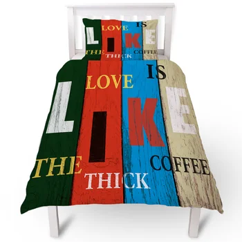 

Valentine'S Day Text On Mixed Wood Duvet Cover Pillow Case Quilt Cover Set Bedclothes Single Bedding Sets For Bed