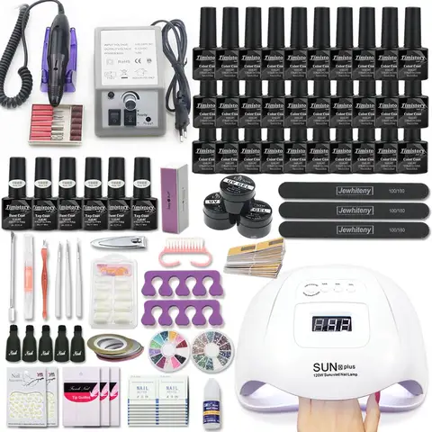 Conjunto de Manicure da Máquina Pces do Unha do Gel Conjunto da Arte do Unha Super do Unha do Unha da Lâmpada do Unha com 120 Conjunto 30 Polonês Ferramenta – 54 w 20
