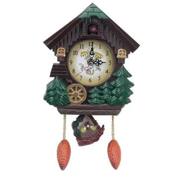 

House Shape 8 Inches Wall Clock Cuckoo Clock Vintage Bird Bell Timer Living Room Pendulum Clock Craft Art Clock Home Decor