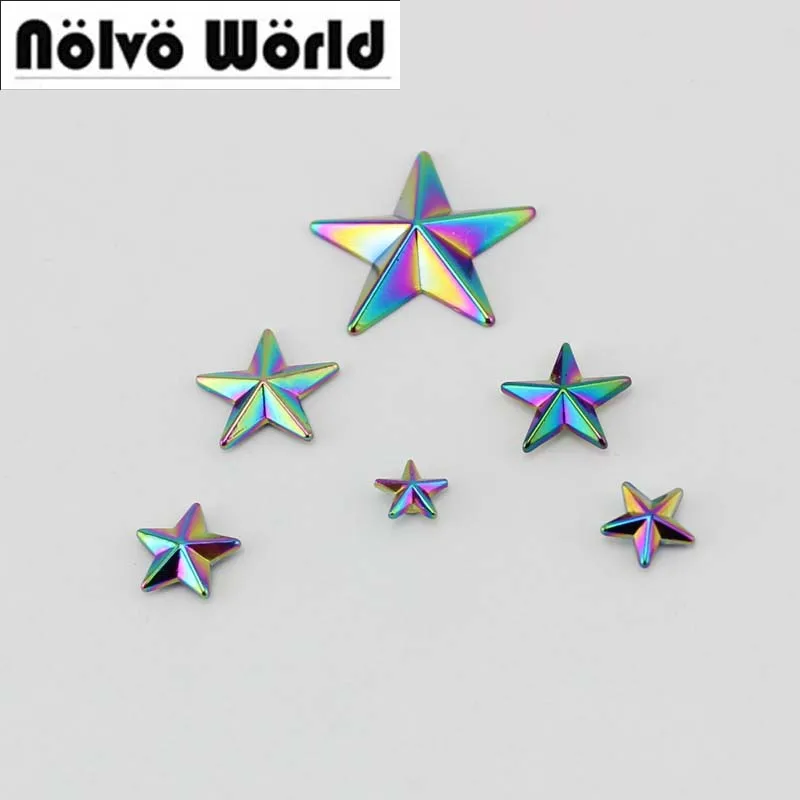 Cabeça de Cobre Rainbow Pentagram Capa Rebite Pés Sólidos Rebites Fixadores Alta Qualidade Couro Artesanato Bolsas Sapatos Studs 50 100 Pçs