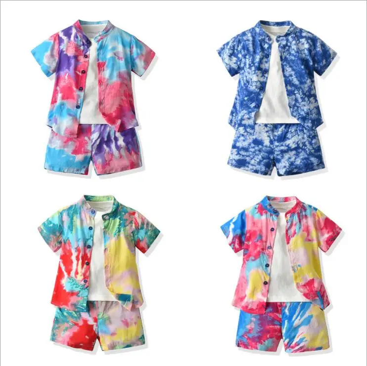 

Toddler Kids Baby Boys Clothes Tie-Dye Shirts + T-Shirt + Shorts Summer Baby Outfits Fashion Child Boy Clothing Sets 1-6Years