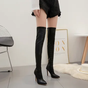 

Women Boots 2021 Fashion Autumn Winter Sexy High Heel Party Over The Knee Boots Leather Boots Thin Heel Woman Boot