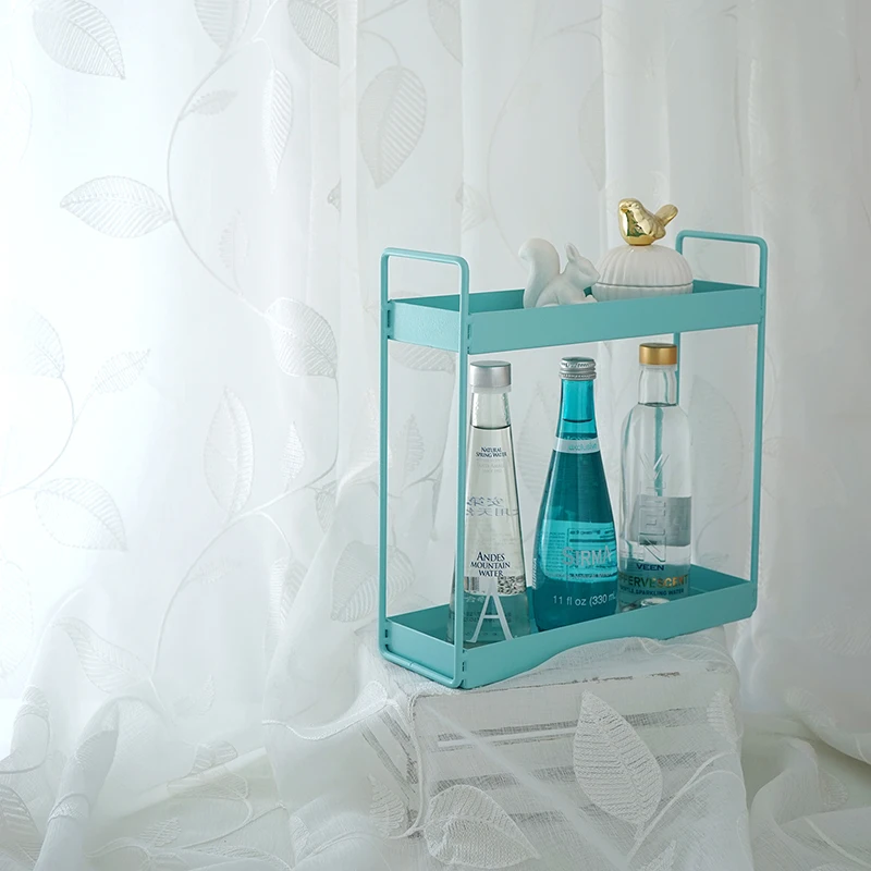 Blue color bathroom storage racks 2 layers make up display holder home decorating