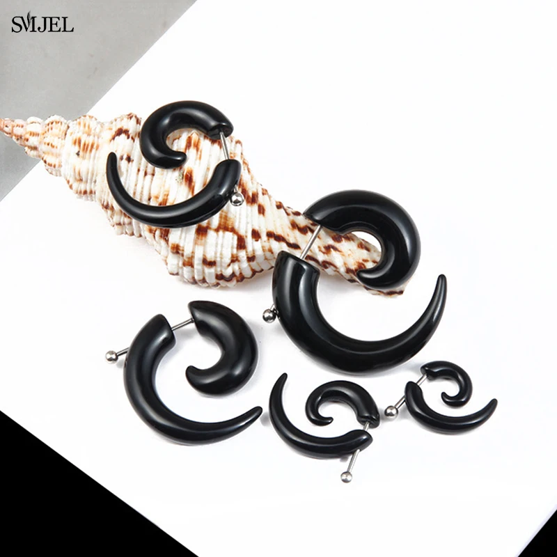 Punk Spiral Earrings Tapers Snail Ear Expanders Black 4/5/6/8/10 mm Body Jewelry Men Women Ear plug Piercing